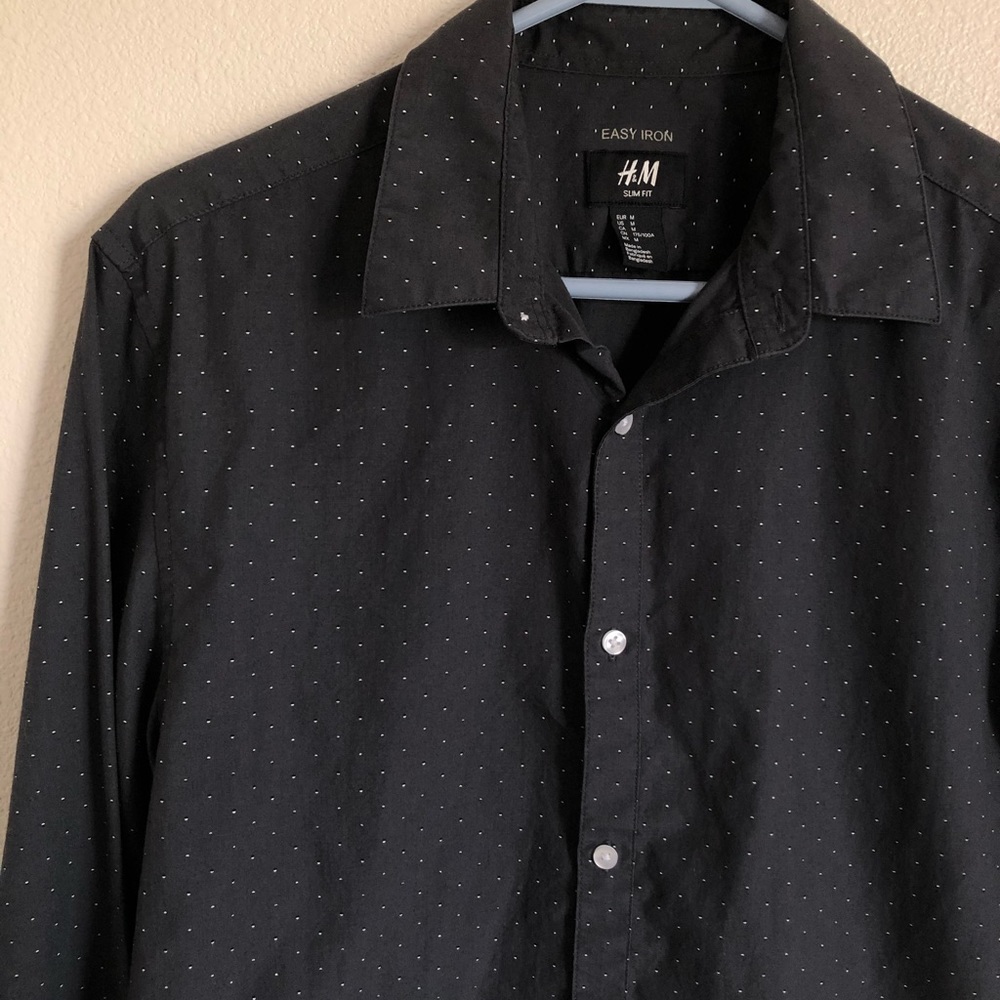 Dark gray polka dot dress shirt